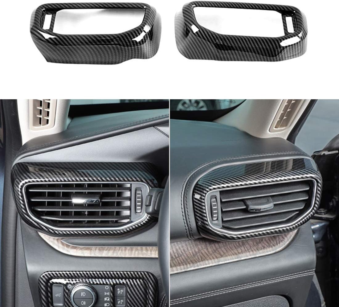 RUIHE 2pc Carbon Fiber Color Air Conditioning Dashboard Vent Cover Trim Fit for Ford Explorer 2020 2021 2022 2023