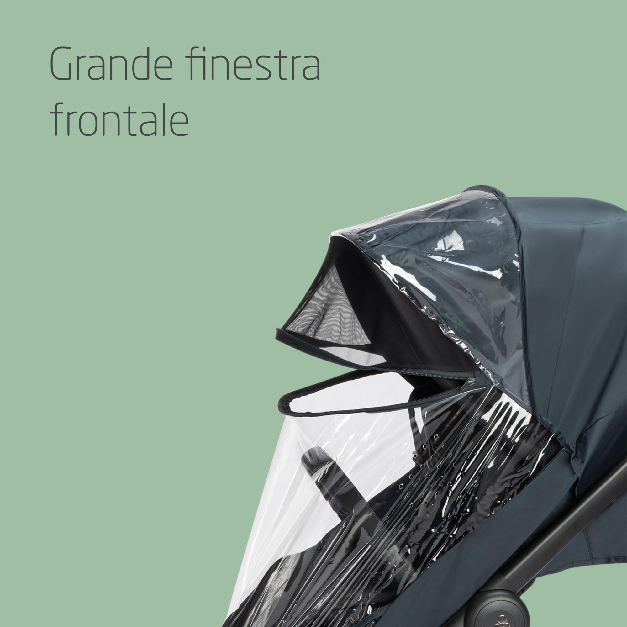 Maxi-Cosi Parapioggia Passeggino, Parapioggia Navicella, Telo Pioggia per Passeggino, Tessuto a Rete con Finestra Frontale, Facile da Agganciare, Colore Trasparente