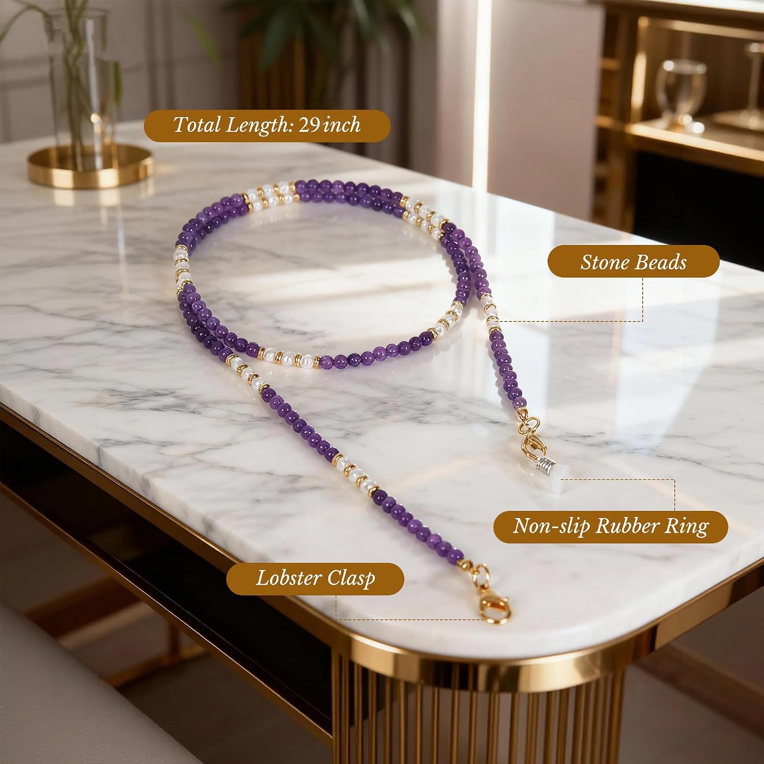 Eyeglass Chain for Women, Beaded Stylish Sunglasses Chain, Reading Glasses Strap, Cute Eye Glasses Chains image 5
