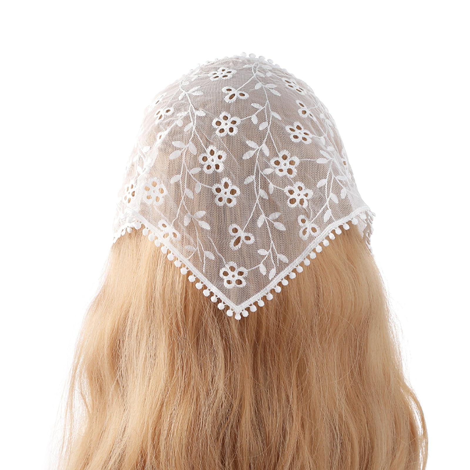Fentency Elegant Women Lace Flower Triangle Headband Sunproof Lace Triangle Bandana for Sweet Girls Camping Taking Photo