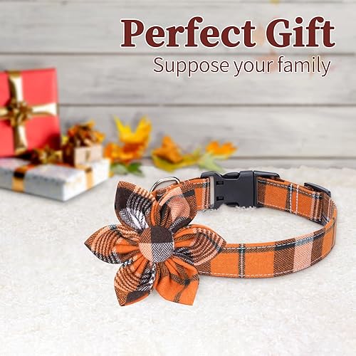 Miniatura 8 de Malier Collar de Navidad para perro con flor, clásico collar de perro a cuadros de búfalo con hebilla, collares de Navidad ajustables con corbatín