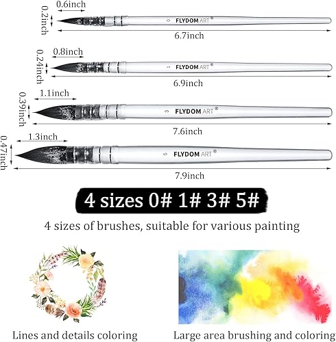 Miniatura 6 de Juego de pinceles para acuarela, pincel de acuarela, pelo sintético suave, pincel redondo puntiagudo para acuarela, acrílico, gouache, acuarela y