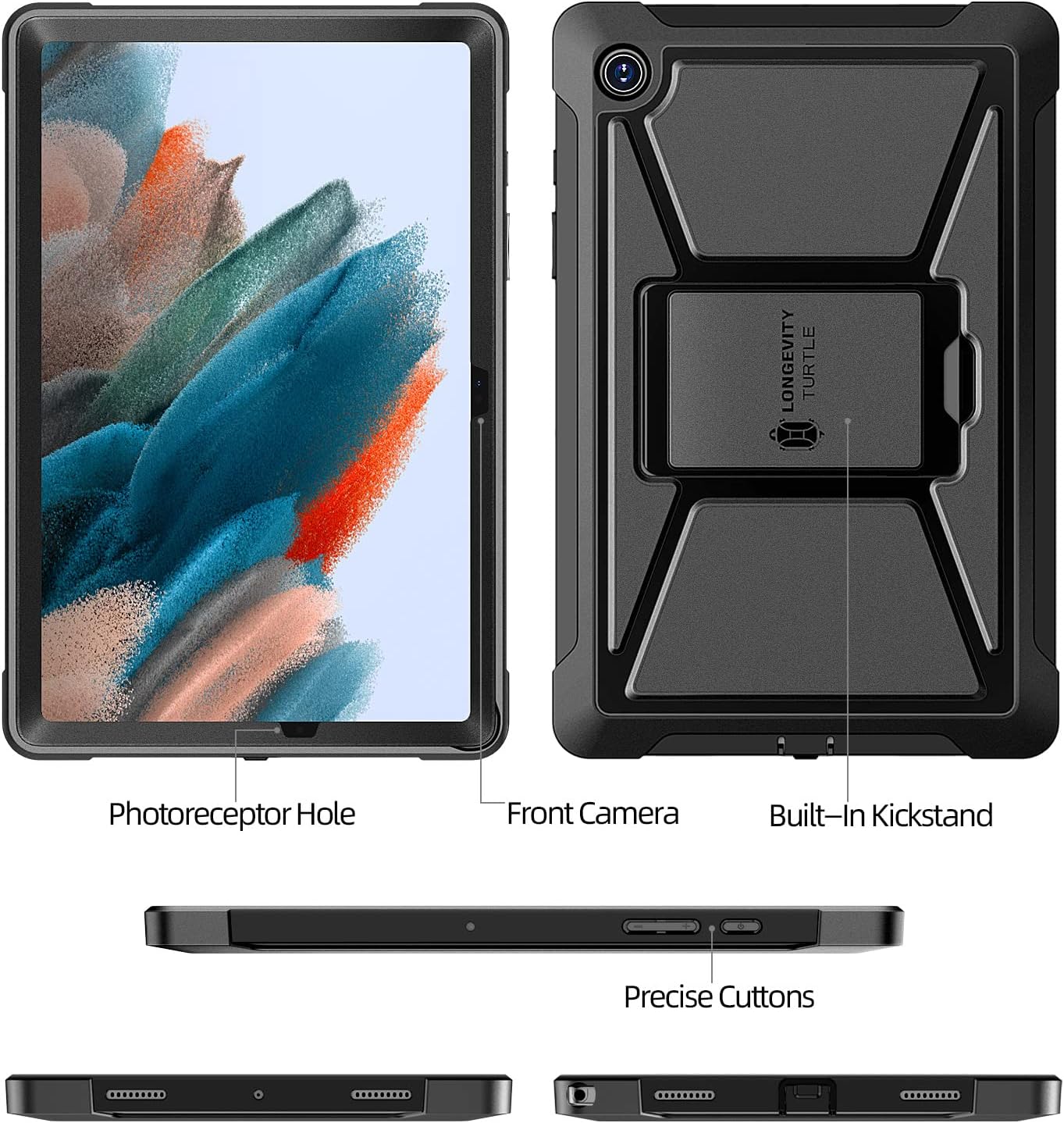 ZtotopCases for Samsung Galaxy Tab A8 10.5 Case 2022, Built-in Screen Protector, Full Protection Shockproof Cover with Stand for Galaxy Tab A8 10.5 Inch Tablet (SM-X200/X205/X207), Black