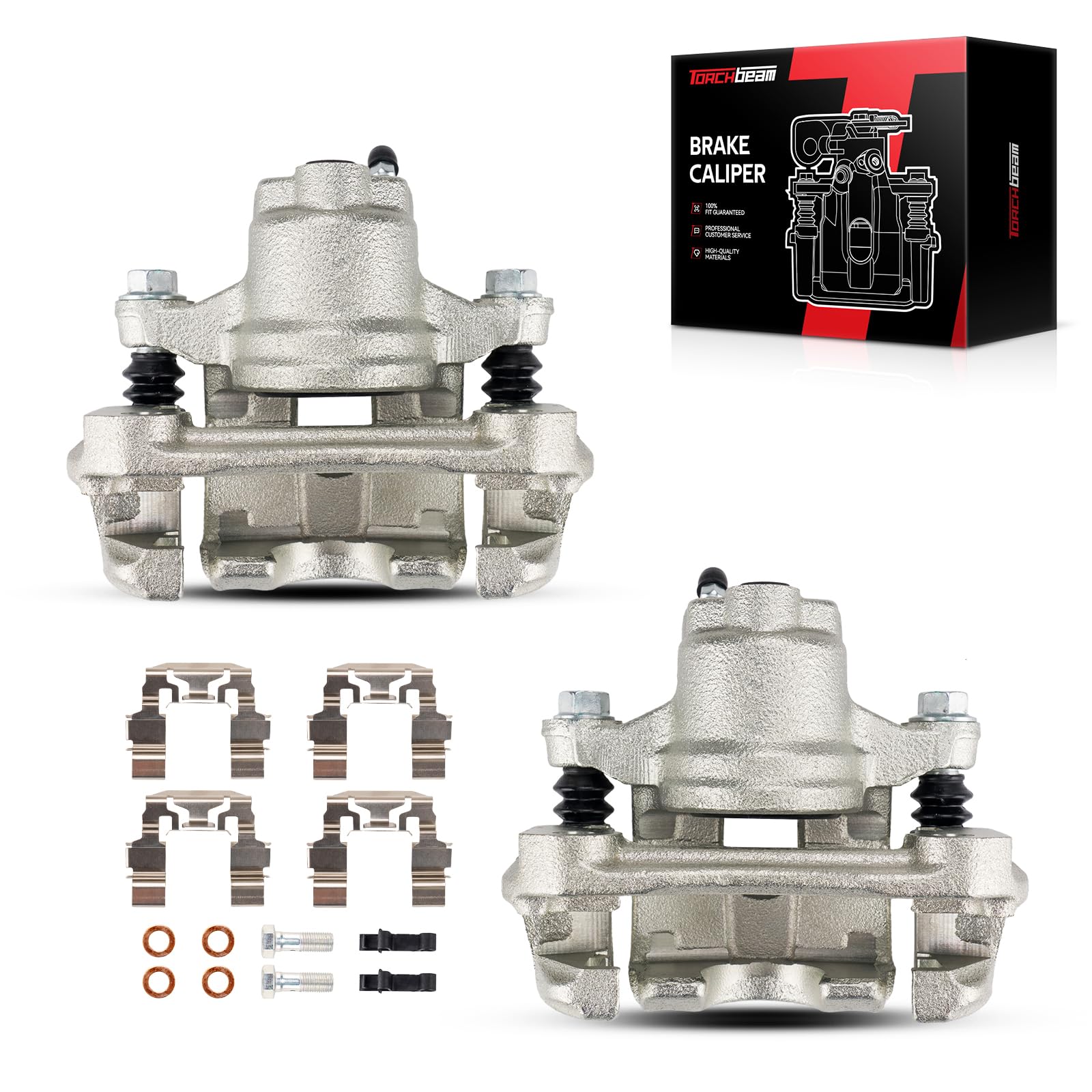 Torchbeam 2PCS Rear Driver and Passenger Side Brake Caliper For Toyota for 2002-2006 Camry, 2005-2007 Avalon, 2004-2008 Solara, Disc Brake Caliper Assembly with Bracket Replace # 19B2696+19B2697
