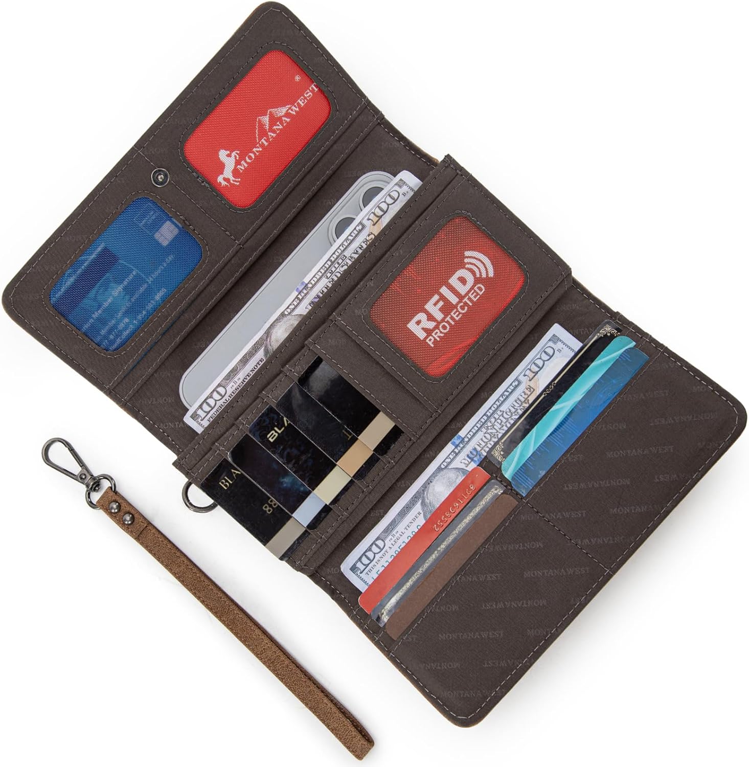 Montana West Wallet for Women Wristlet Wallet Ladies Felame Large Capacity Clutch Wallets MW1348-W002BR - Image 5
