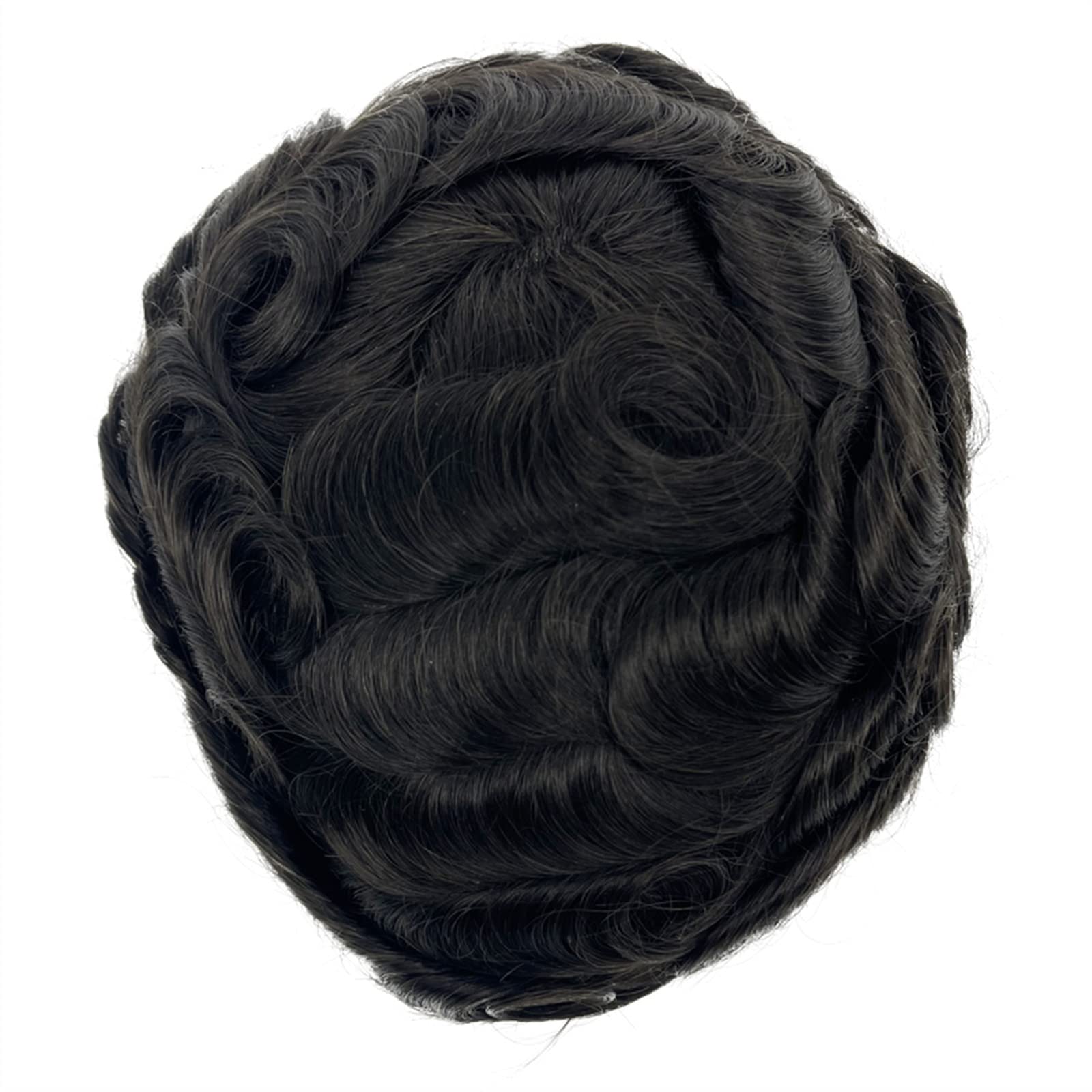 Peruki dla mężczyzn, 20,3 x 25,4 cm, miękka, cienka skóra, PU ze szwajcarską koronką z przodu, 15,2 cm, naturalne włosy zastępcze, męskie włosy, peruka do włosów męskich (120%)