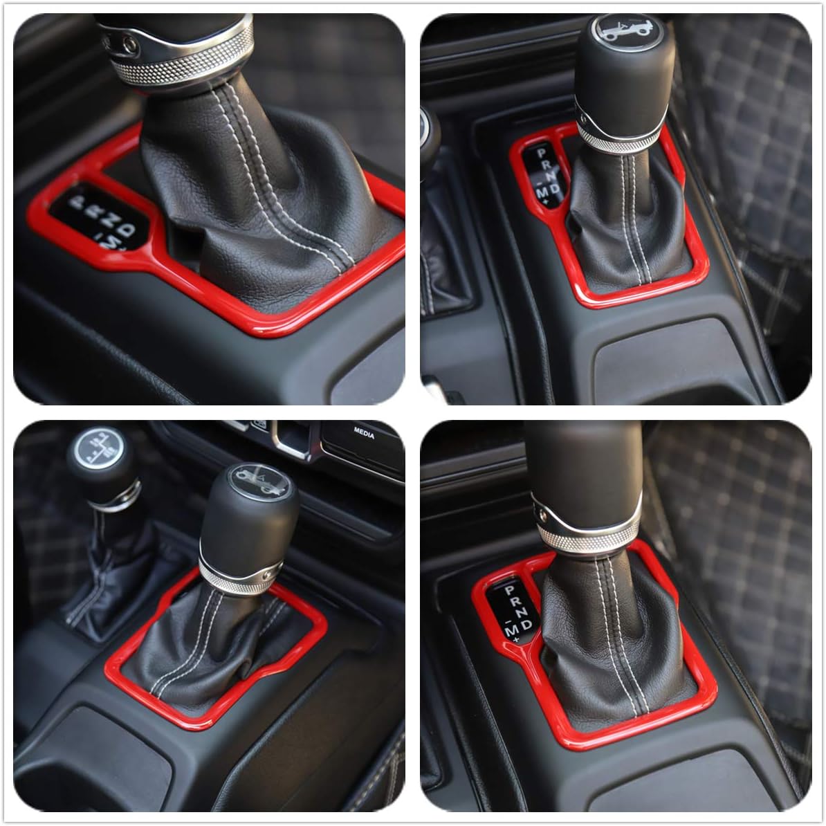 2-Pack Red Gear Shift & Cup Holder Trim Ring for Jeep Wrangler JL JLU Gladiator JT 2018-2025 Interior Accessories Cup Holder Gear Shift Overlay Trim image 4