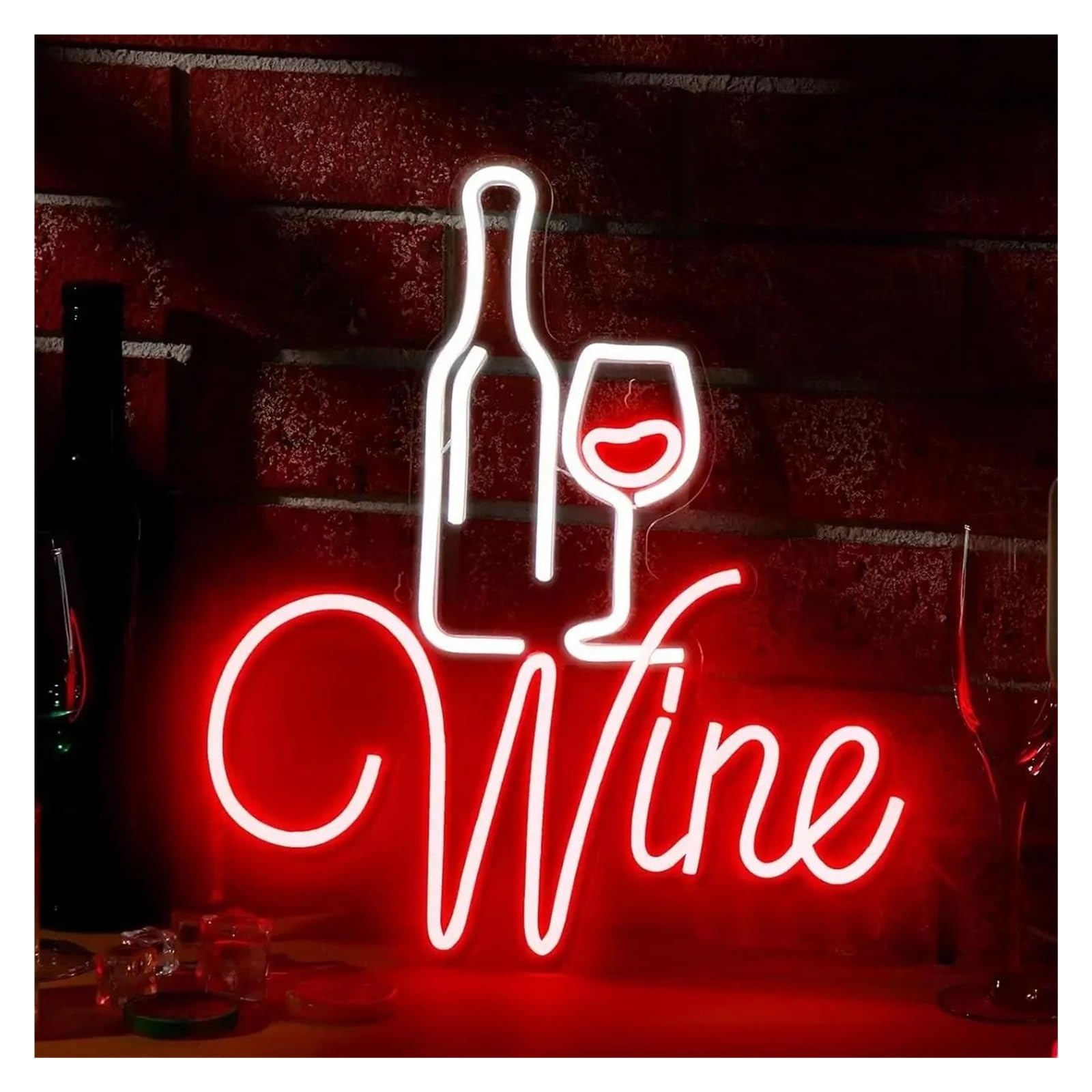 Cartelli al Neon Personalizzati Wine Insegna Al Neon Dimmerabile Luce Per Gli Amanti Del Vino Decorazione Per Feste Alimentata Tramite USB Per La Casa Bar Man Cave Decor 32.21cm×36cm
