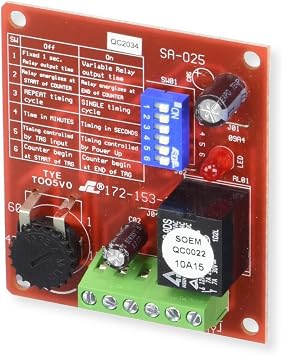 Seco-Larm SA-025Q Multi-Purpose Programmable Timer, 12-24VDC Auto-sensing Operation, Built-in Reset Function, Functions Programmed via DIP Switches, Form-C Relay