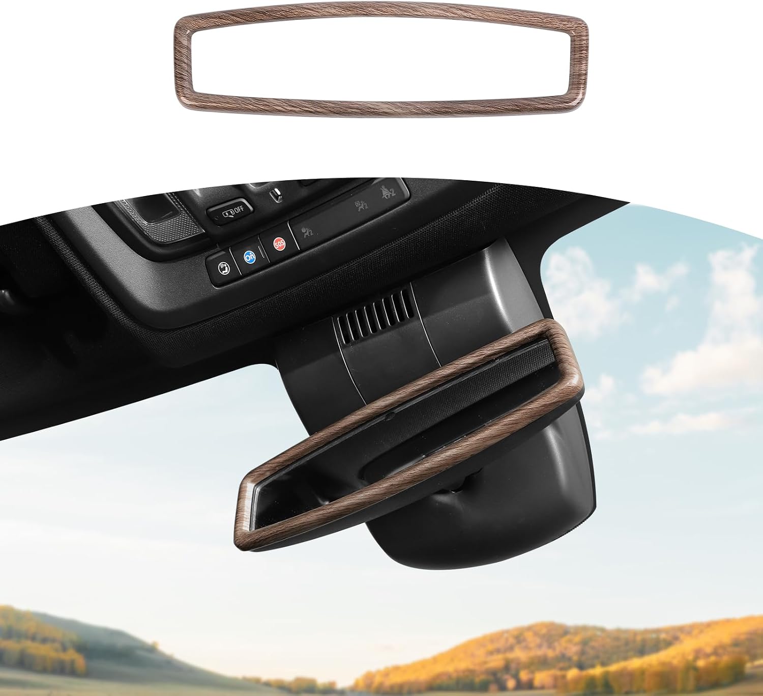 for Silverado Rearview Mirror Trim Cover Fit for Chevy Silverado 2022-Present Black Carbon Fiber Interior Accessories 1pc