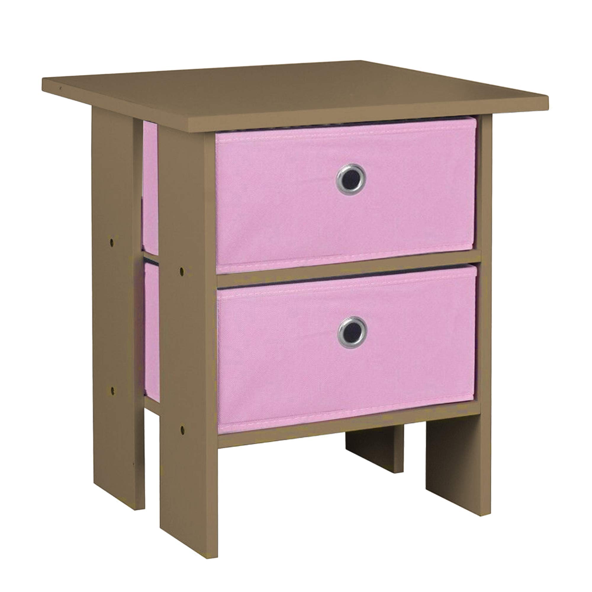 Urbn Living (Oak, ) 2 Drawer Wooden Bedside Table Living Room Cabinet Pink