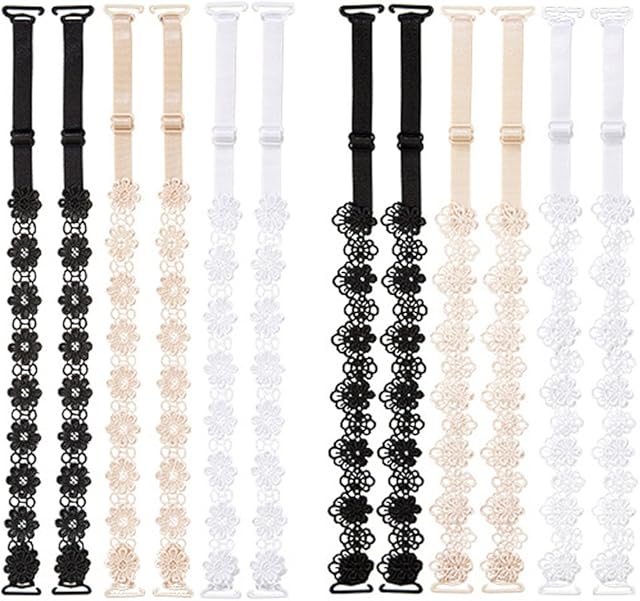 YEKEYI Women 6Pairs Bra Straps Flower Lace Adjustable Underwear Bra Strap Replacement Shoulder Strap