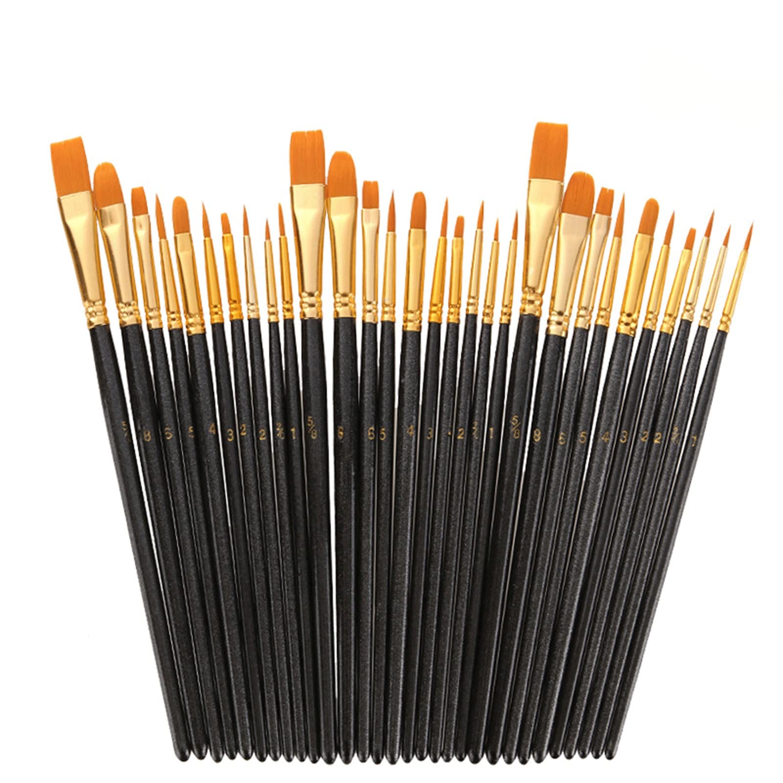 Sjdopulse Black The Multi-Purpose Brushes Acrylic Paint Brushes Set, 30Pcs Artist Paintbrushes For Acrylic Painting Oil Watercolor Canvas Boards Rock Body Face Nail Art