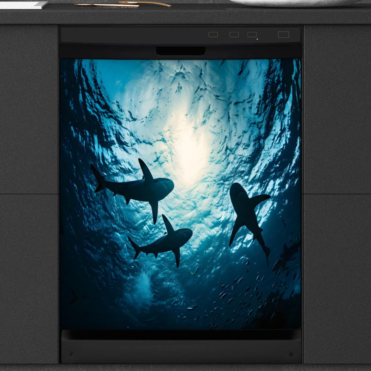 Undersea Cute Dolphin Dishwasher Magnet Cover Reusable Decorative Magnetic Door Cover Dishwasher Covers for The Front Magnetic Kitchen Refrigerator Appliance Decor 23 x 26 Inches