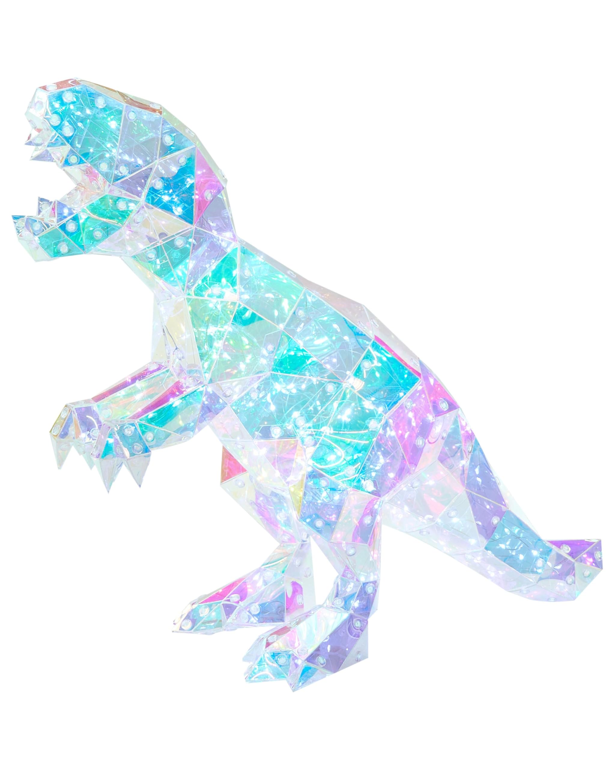 LED Dekoration Kunststoff Dinosaurierform T-Rex leuchtend bunt Tarjanex