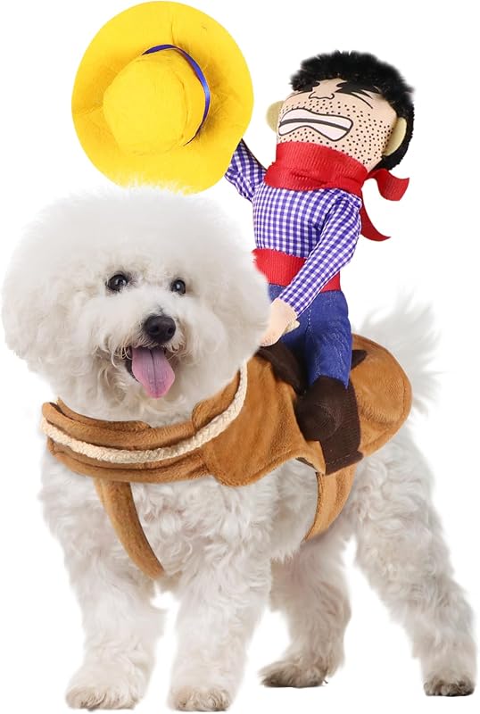 Fantasia de Cowboy para Cães GOYOSWA com Boneco e Ajuste Regulável (Tamanho Médio)