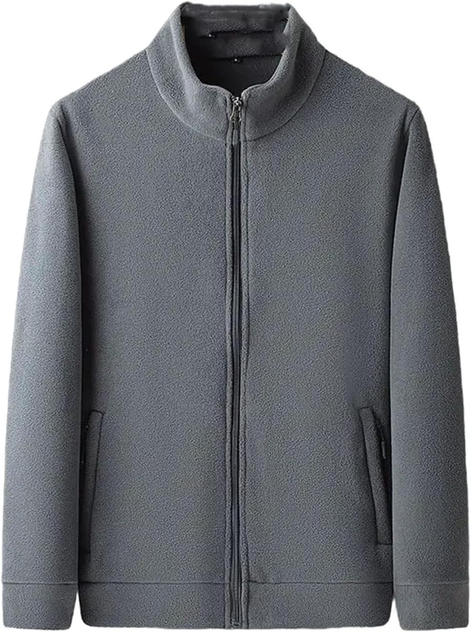 Men's Double-sided Fleece Casual Jacket Windproof Warmth Outdoor Coat Middle Collar Solid Zipper Soft Jackets