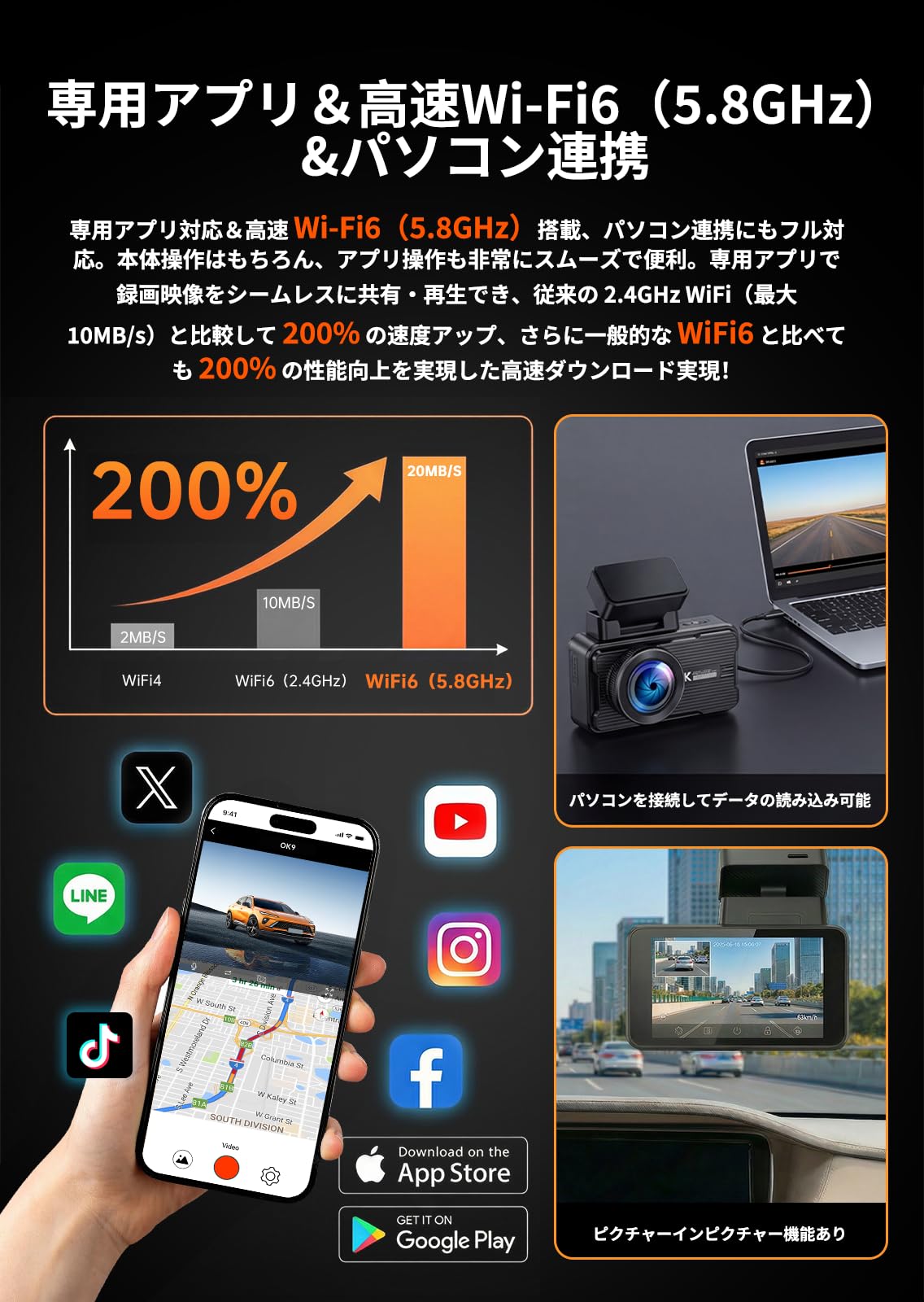Amazon.co.jp: OKYES ドライブレコーダー【2026業界最新！前後4Kカメラ