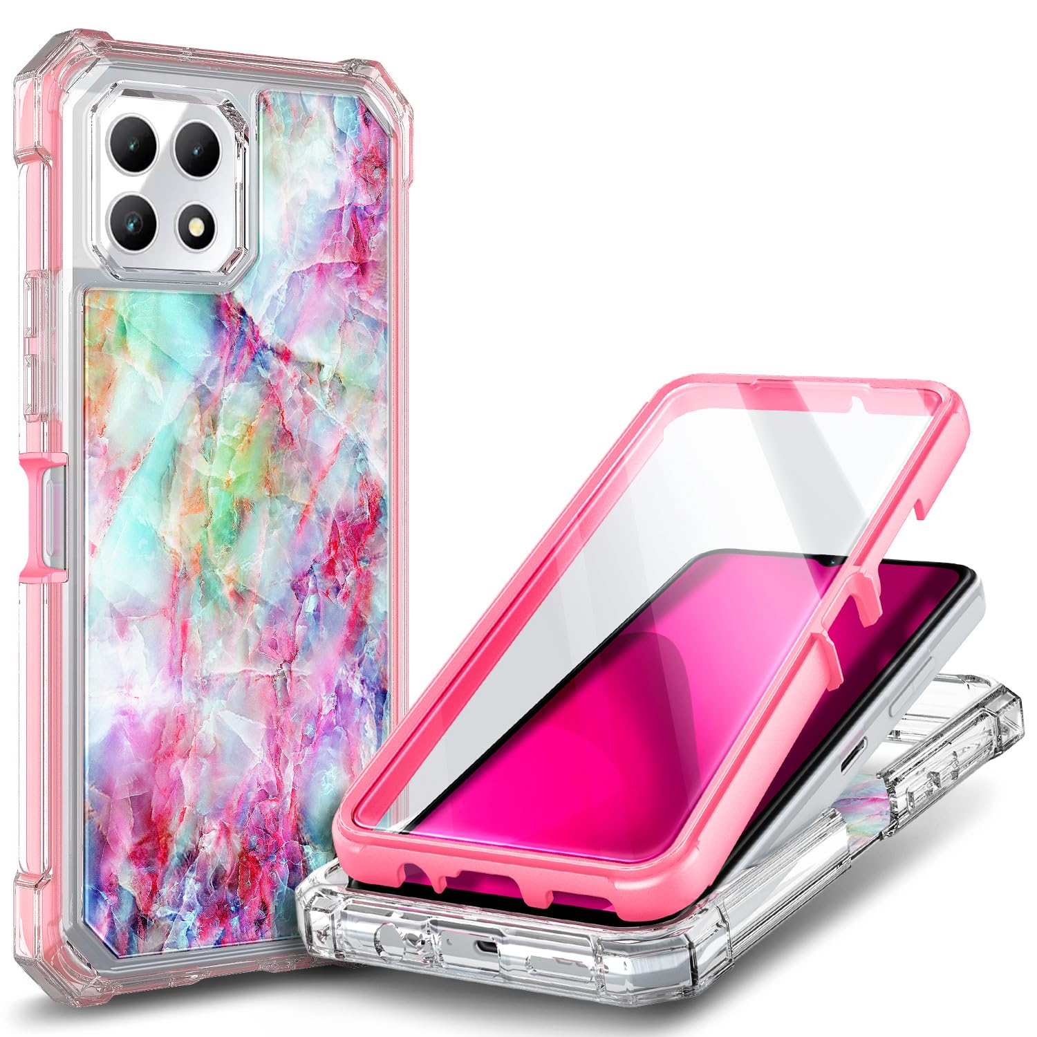 Amazon.com: NZND Designed for T-Mobile REVVL 7 5G Case with [Built-in  Screen Protector], Full-Body Shockproof Protective Rugged Bumper Cover,  Impact Resist Phone Case (Marble Design Fantasy) Pink : Cell Phones &  Accessories