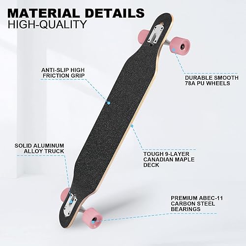 Miniatura 2 de TLHB Longboard Skateboard, 41 pulgadas Drop Through Longboard Complete 9 capas Nature Maple Premium Cruiser Long Board para adultos, adolescentes y