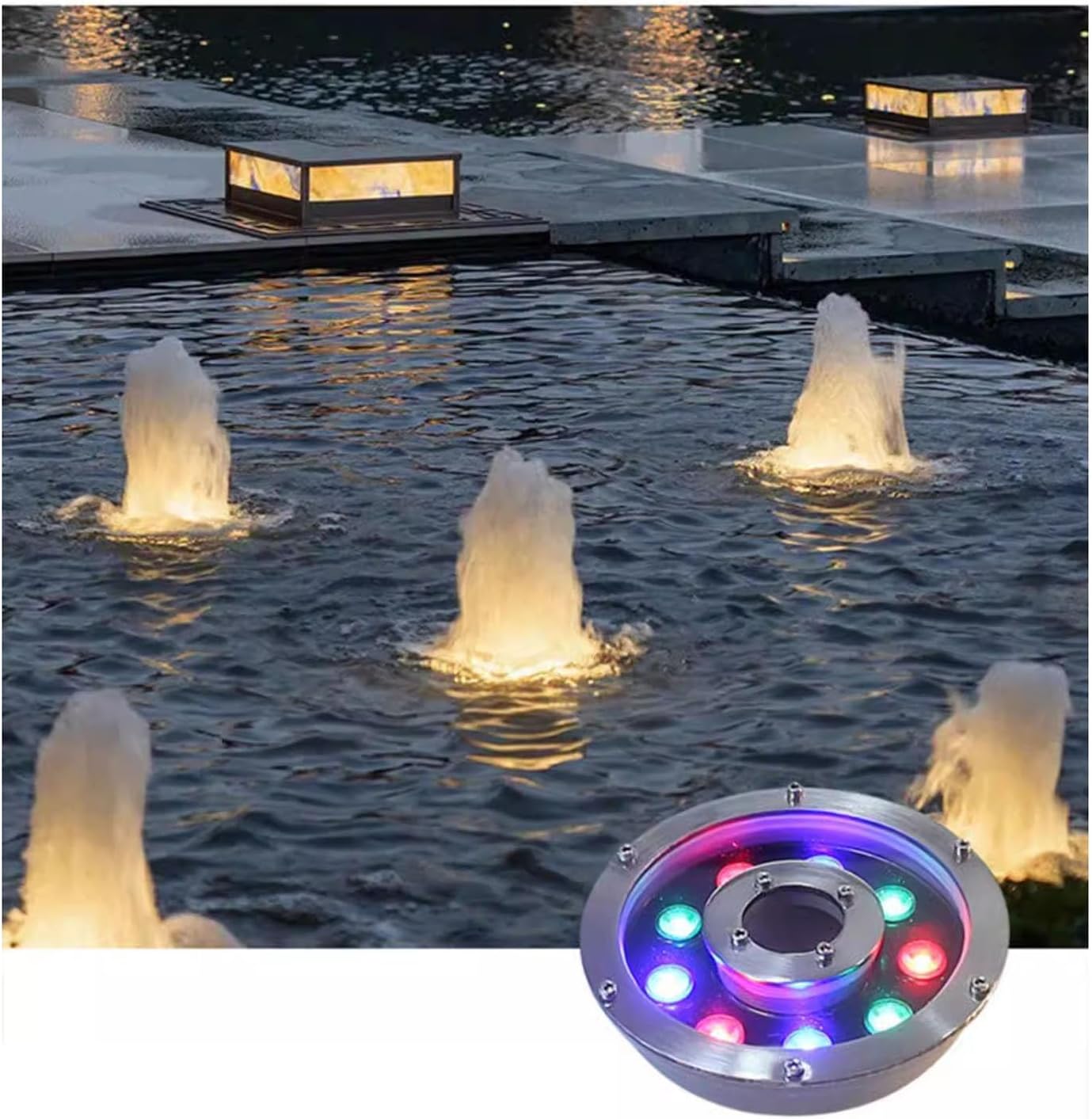 LED Embedded Fountain Light Pool Fish Pond Fountain Spotlight Buried Underwater Light Underwater Light(Warm Light,18W-12V)