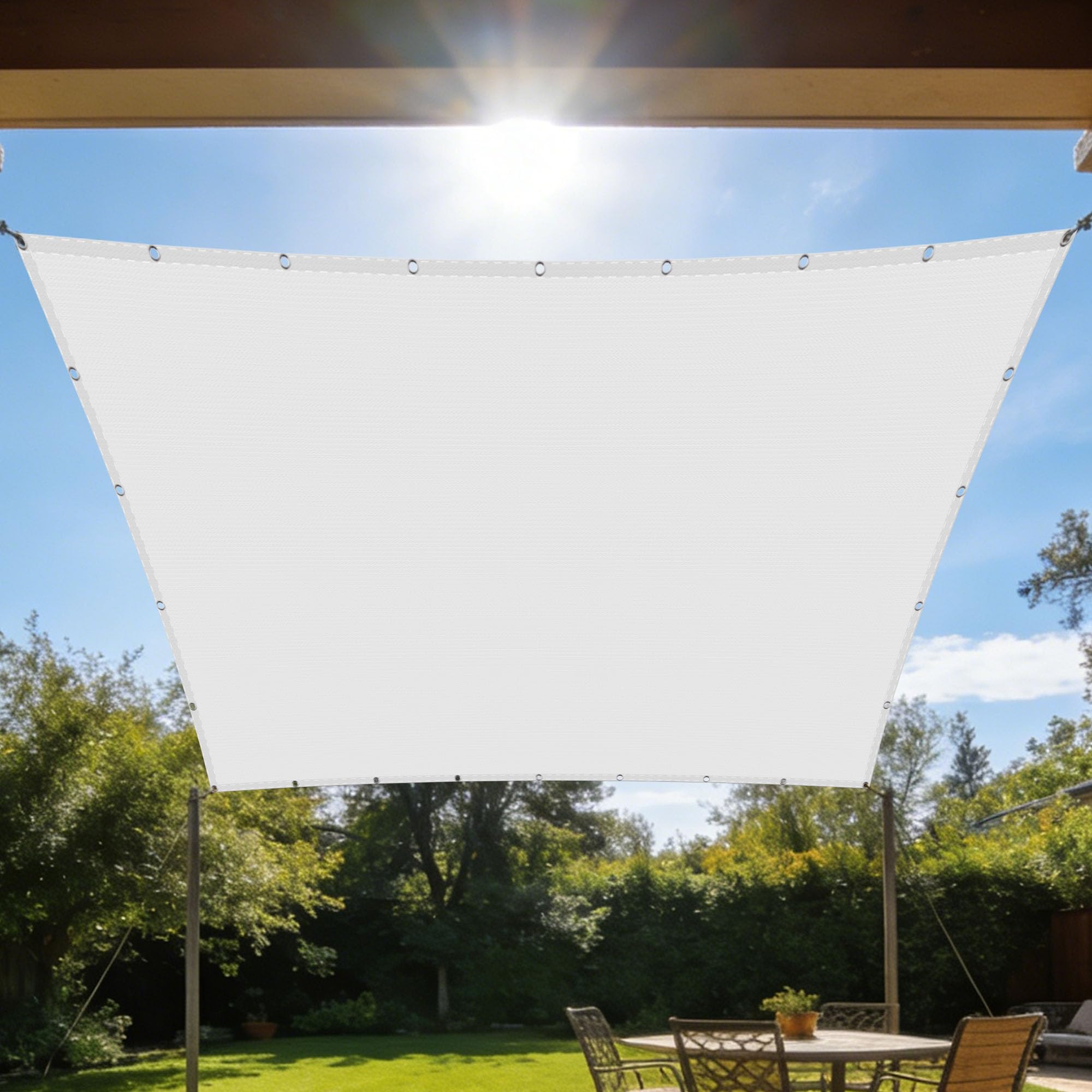 Toile d'ombrage rectangulaire blanche imperméable contre le vent pour patio jardin terrasse balcon
