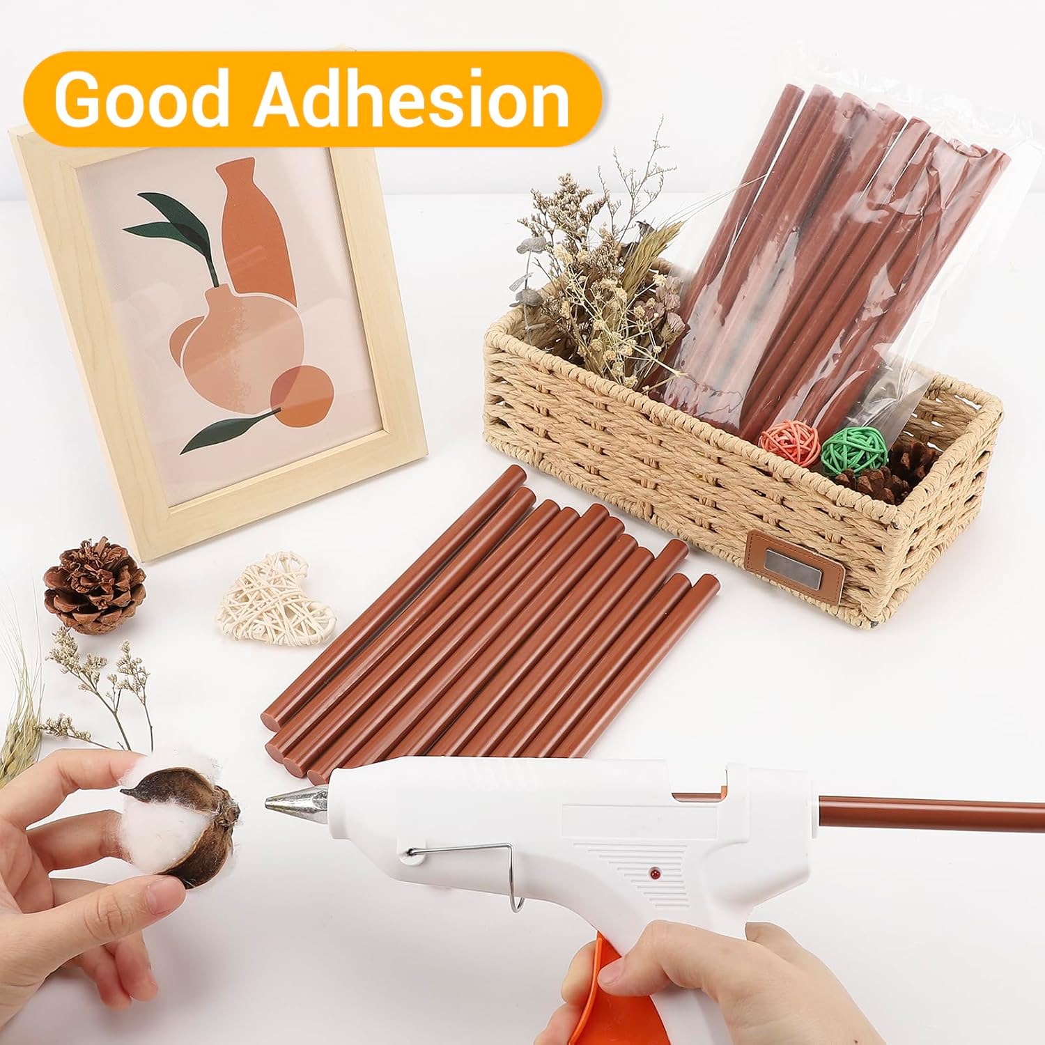 Manarty Hot Glue Sticks Brown, 48PCS 0.43"Dia x 8" Long Full Size Large Hot Glue Wax Sticks for Metal Wood Glass Fabrics DIY Art Craft School Projects Repairing Party Festival Home Decoration