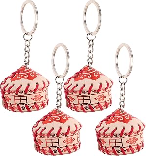 4pcs Mongolian Yurt Keychain Cowhide Travel Charm for Bags and Gifts