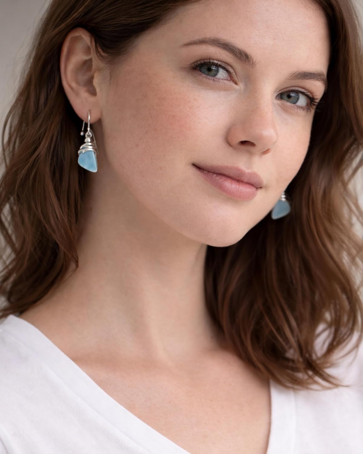 Larimar Drop Earrings in Sterling Silver – Natural Blue Gemstone - Unique Dangle Earrings for Women