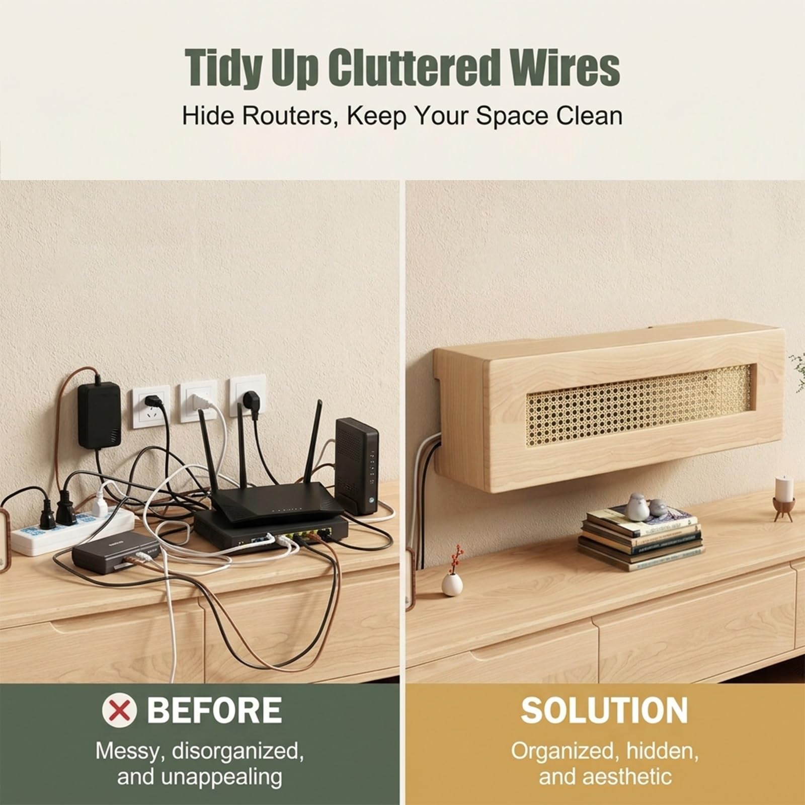 Versteckte WiFi-Router-Box, Wandmontierter Router-Aufbewahrungsschrank Und Kabel-Organizer, Modem, Steckdosenleiste & Kabelverstecker Für Zuhause, Büro, Wohnzimmer, Platzsparend