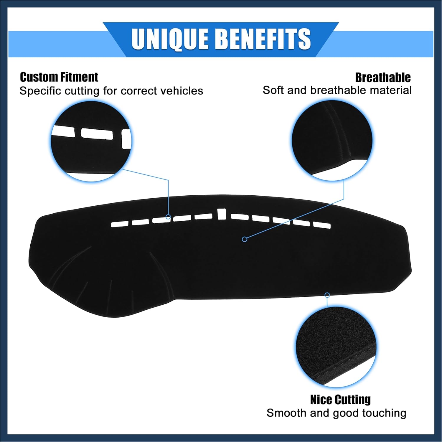 Car Dashboard Cover Compatible for Hyundai Sonata 2005-2009, Protective Polyester Black Center Console Interior Trim Dash Cover Mat Pad Stylish Design