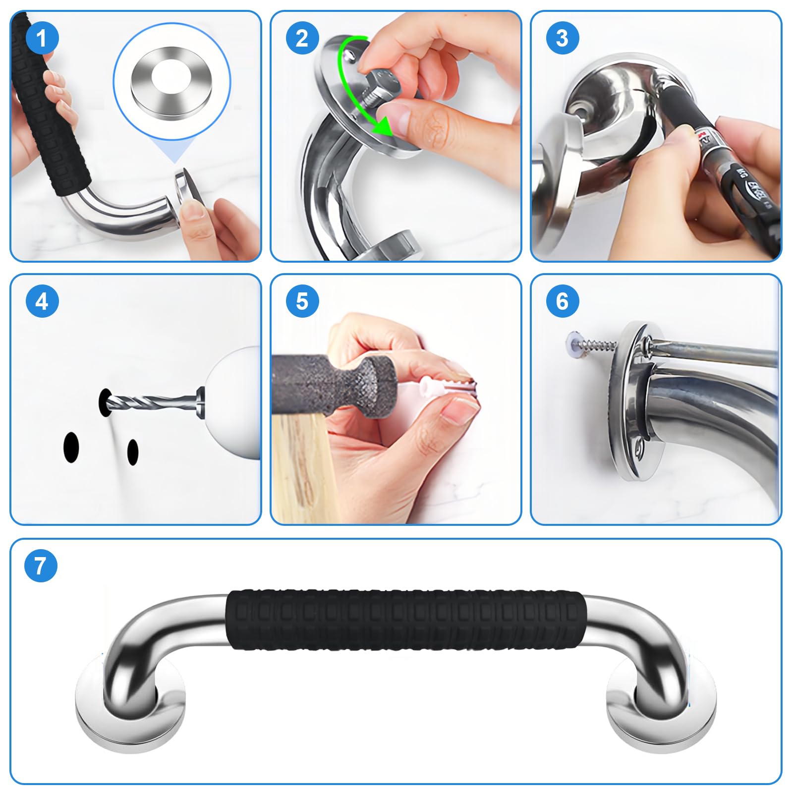 2 Pezzi Maniglione Doccia Anziani, Maniglione Bagno Disabili, Inox 304 Maniglia Doccia, Antiscivolo Maniglie Doccia Per Bambini, Adatta Per Anziani, Gravida, Bambini è Facile Da Pulire