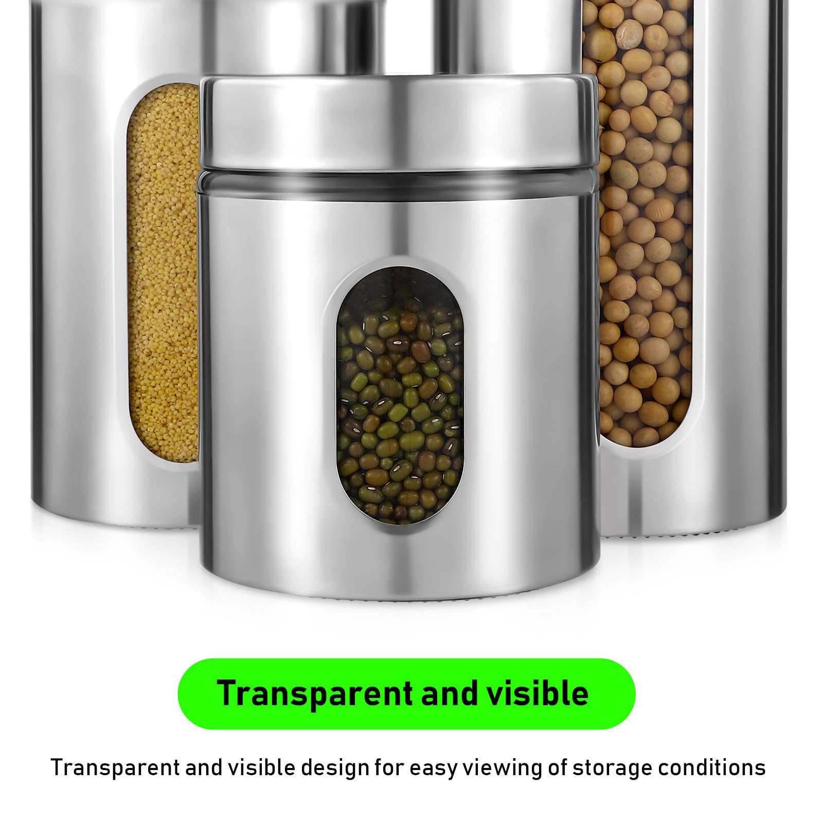 POPETPOP Recipientes para alimentos de cocina 3 unidades de acero inoxidable con tapa sellada para conservar frescura en tiendas