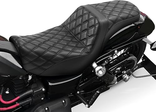 Miniatura 4 de Asiento de conductor y pasajero negro para Harley Dyna Low Rider Street Bob Fat Bob FXDF 2006-2017