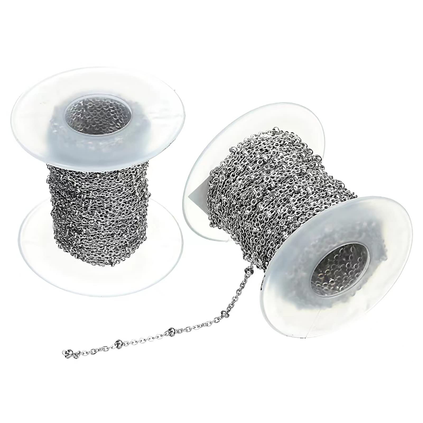 Catena sottile in acciaio inox, lunghezza 29,53 m, catena a maglie intrecciate, catena a croce da 2 mm, con perline satellitari, placcata in oro, con bobina per la creazione di gioielli