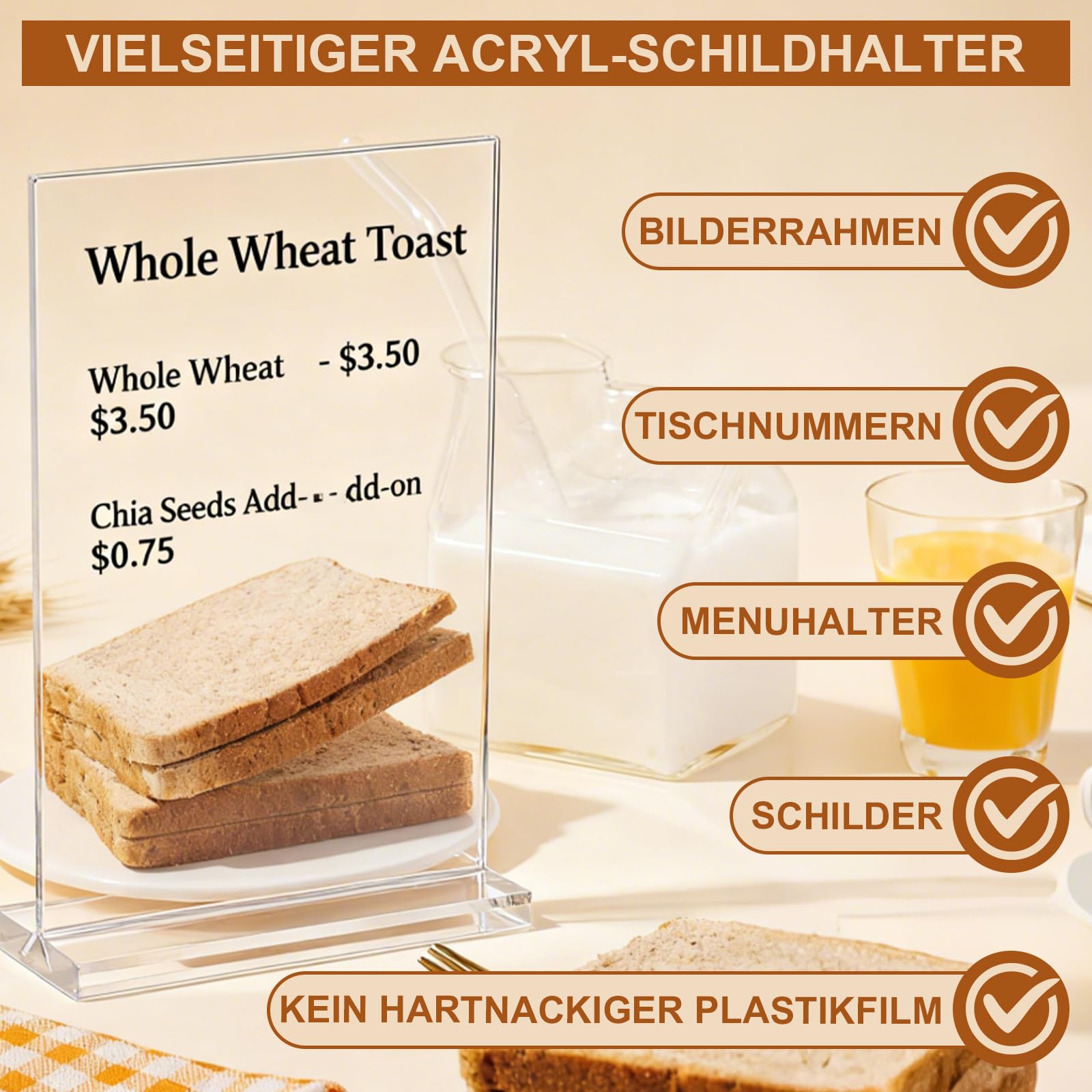 HFDONGL 8 Stück Tischaufsteller A6 Acryl Aufsteller Menükartenhalter Preisschilder Aufsteller A6 T-Ständer Tischkartenhalter für Büro Restaurant Cafe Shop Hochzeit