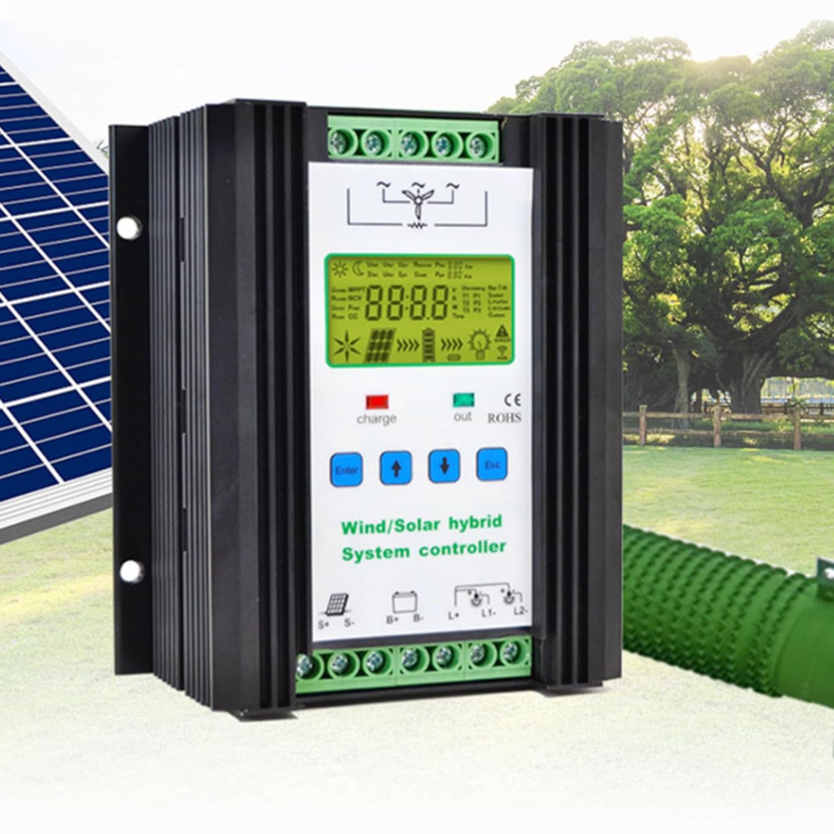 Hybrydowy kontroler ładowania 10000 W, regulator ładowania słonecznego MPPT 12V 24V 48V, hybrydowy kontroler ładowania poza siecią do turbiny wiatrowej i panelu słonecznego, 24 V