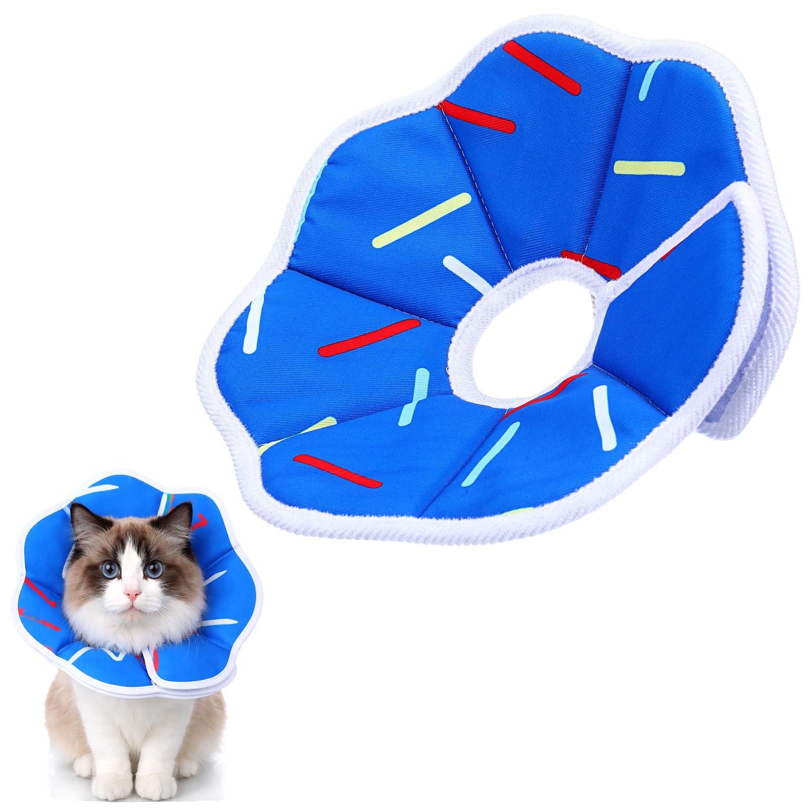 YBEATY Cat Cone Collar Soft Adjustable Lightweight Cat Recovery Collar to Stop Licking Protective Cats Neck Cone After Surgery for Small Animal Cats Kittens Puppies After Surgery Grooming(Style 2,S)