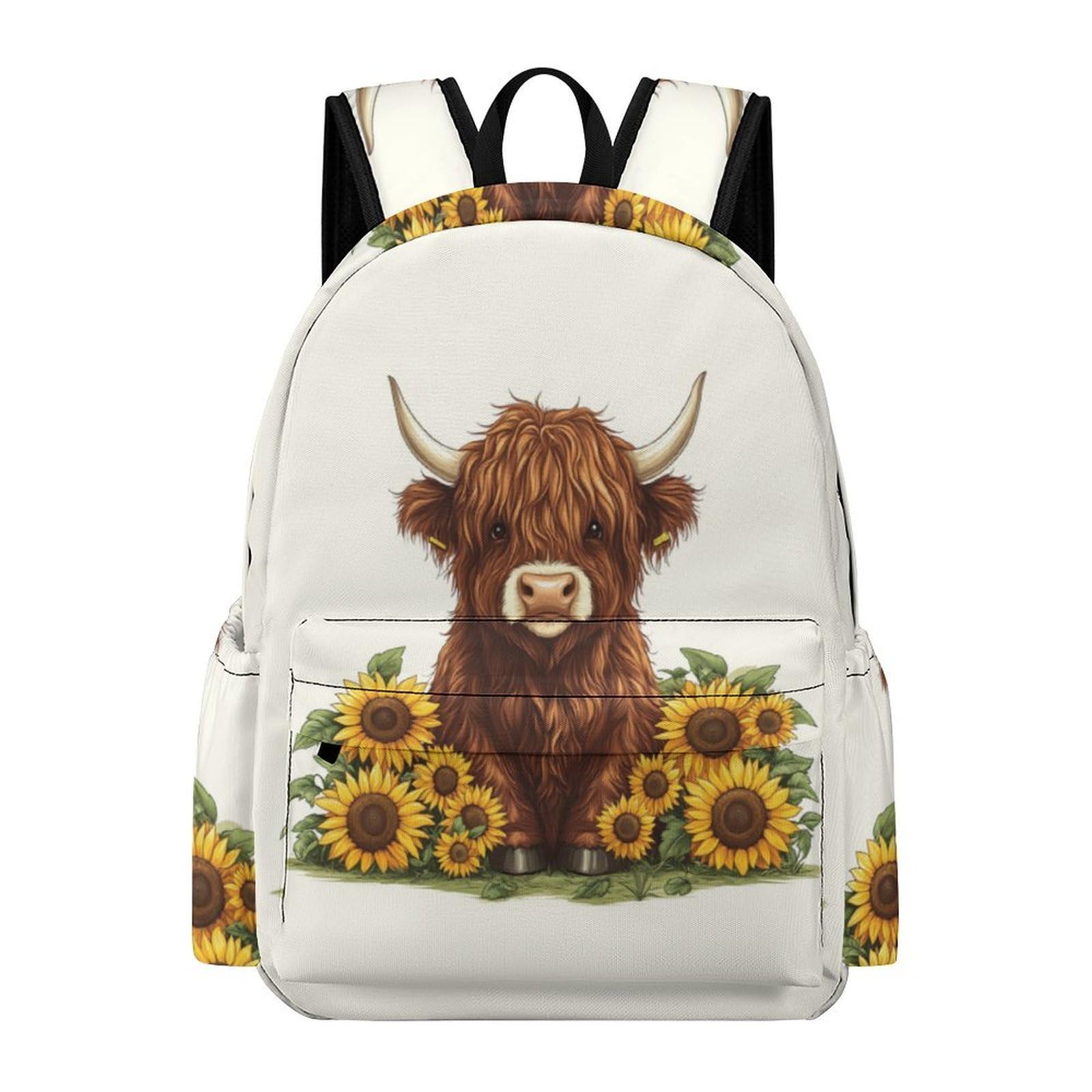 TPISLI Students Highland Cow Pattern School Backpack Boys Girls 7-12 Years Modern Durable Cow Bookbag for Spring Outing Autumn Trip Outdoor Gift, Large Capacity — image 1