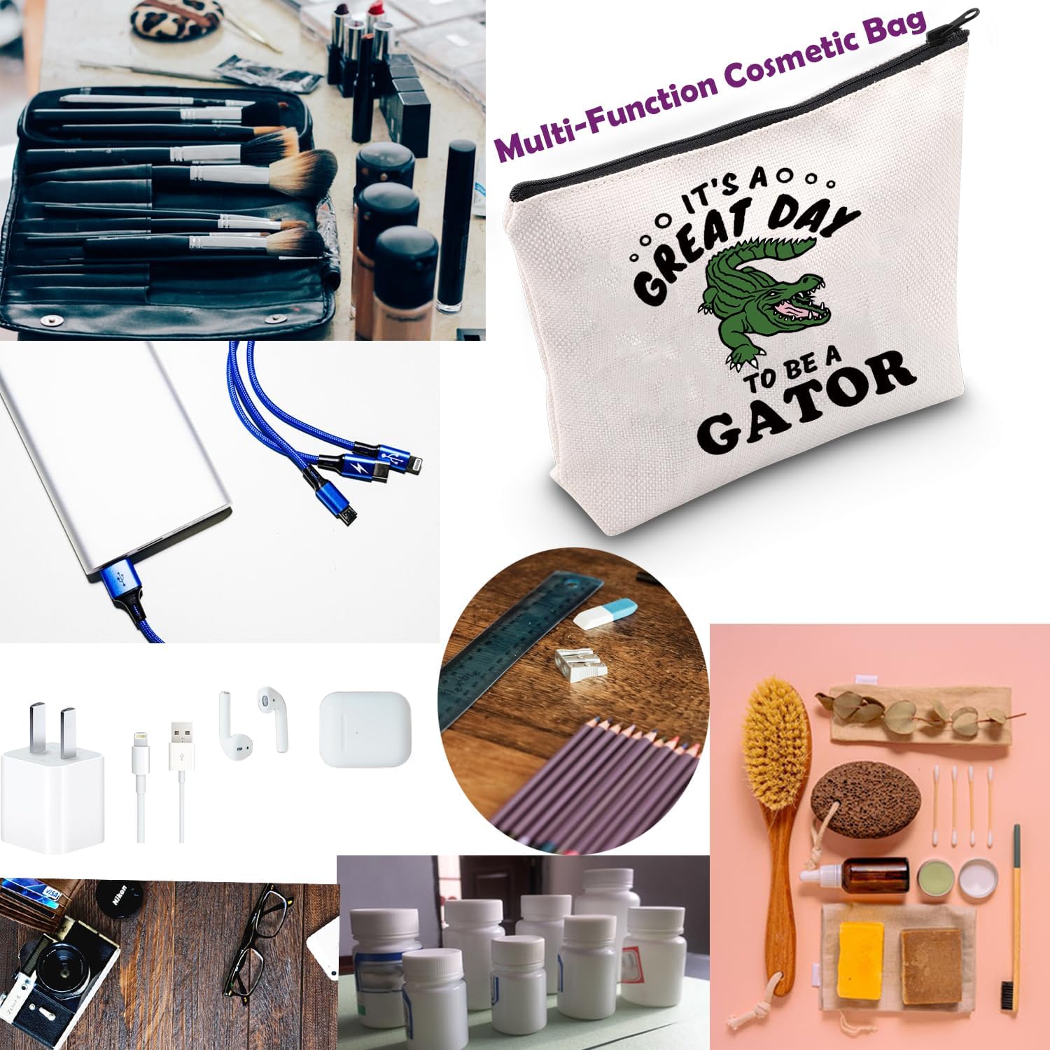 TSOTMO Gator Gift Alligator Gift Gator Cosmetic Bag for Alligator Lovers Animal Lovers Gift Crocodile Zoo Gift - Image 3