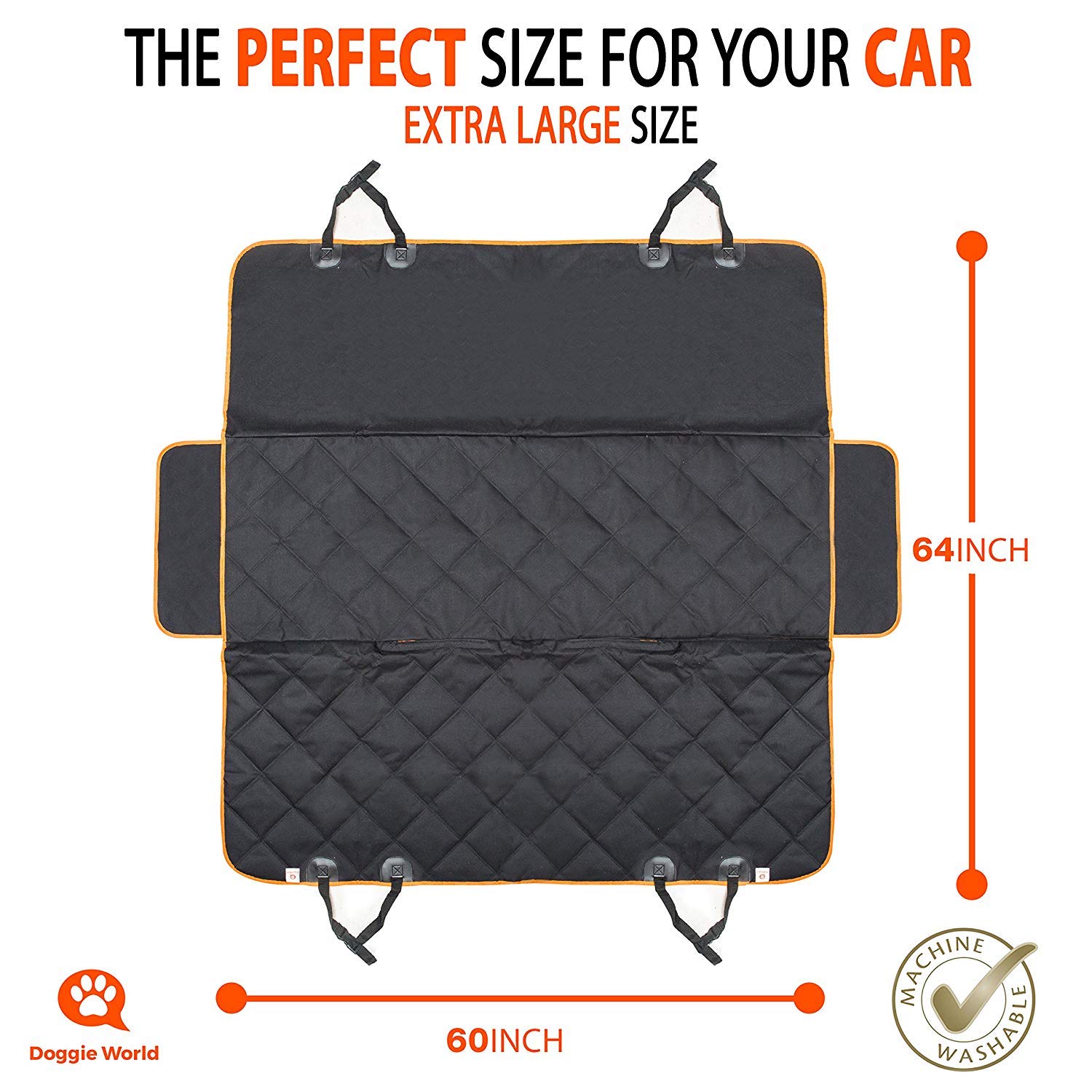 Doggie World Dog Car Seat Cover for Back Seat for XL Cars, SUVs & Trucks - Durable Car Cover Protector for Dogs, Nonslip Backseat Dog Hammock, Waterproof Scratchproof Protection Against Dirt, Pet Fur - image 8