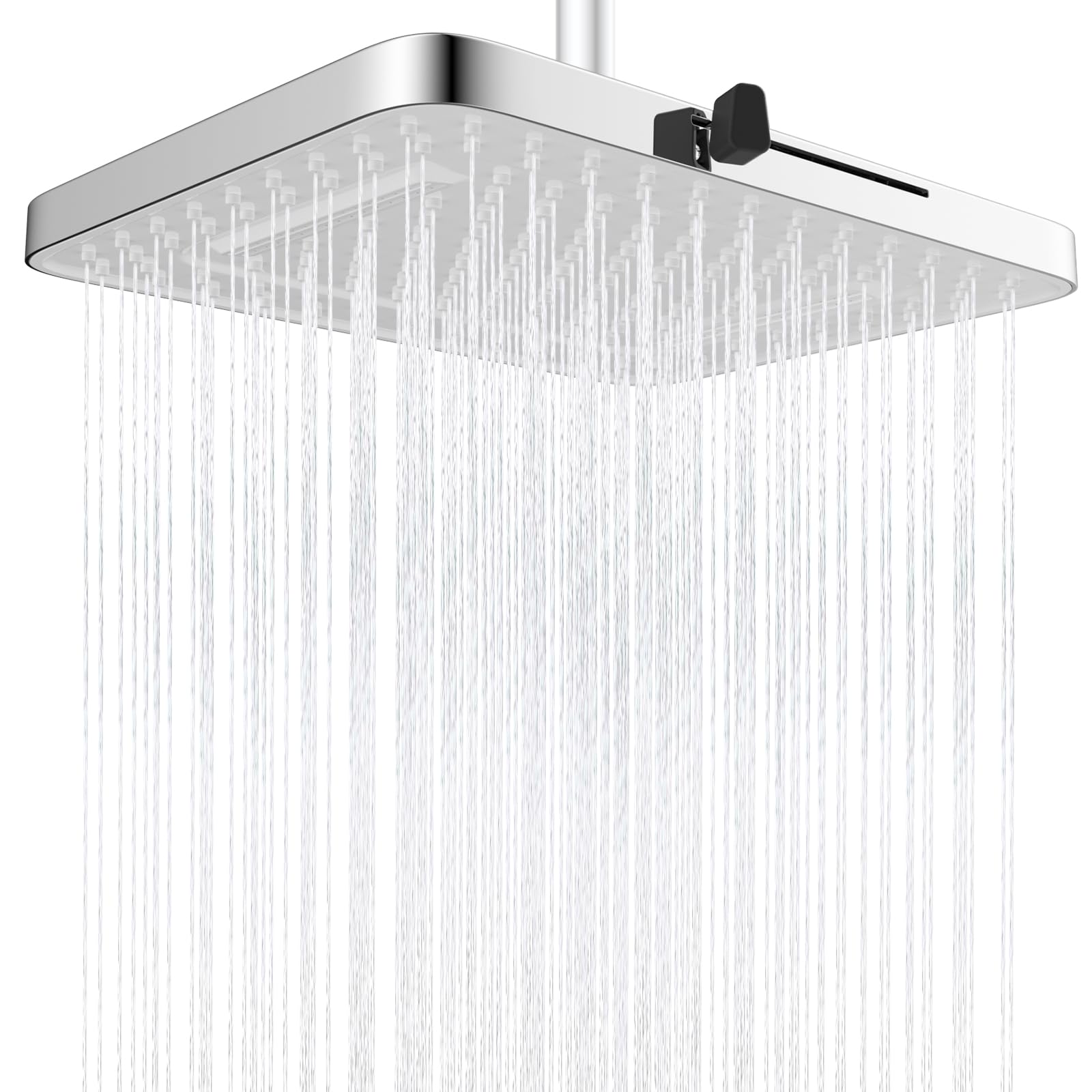 Hibbent Regen-Duschköpfe, 13 Zoll, 5 Sprüher Regenfall-Duschkopf, quadratische Einbau-Duschköpfe, schwenkbarer Strahlwinkel, üppiges Duscherlebnis, einfache Installation,Weiß
