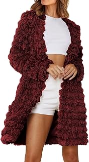 OIUHJN Fur Coat Women's Faux Fur Women's 2023 Winter Faux Jackets Autumn Fashion Front Open Long Shaggy Coat Outerwear Winter Jacket Women's Fur Jacket Long Sleeve Fur Coat Cardigan Fur Jacket Warm