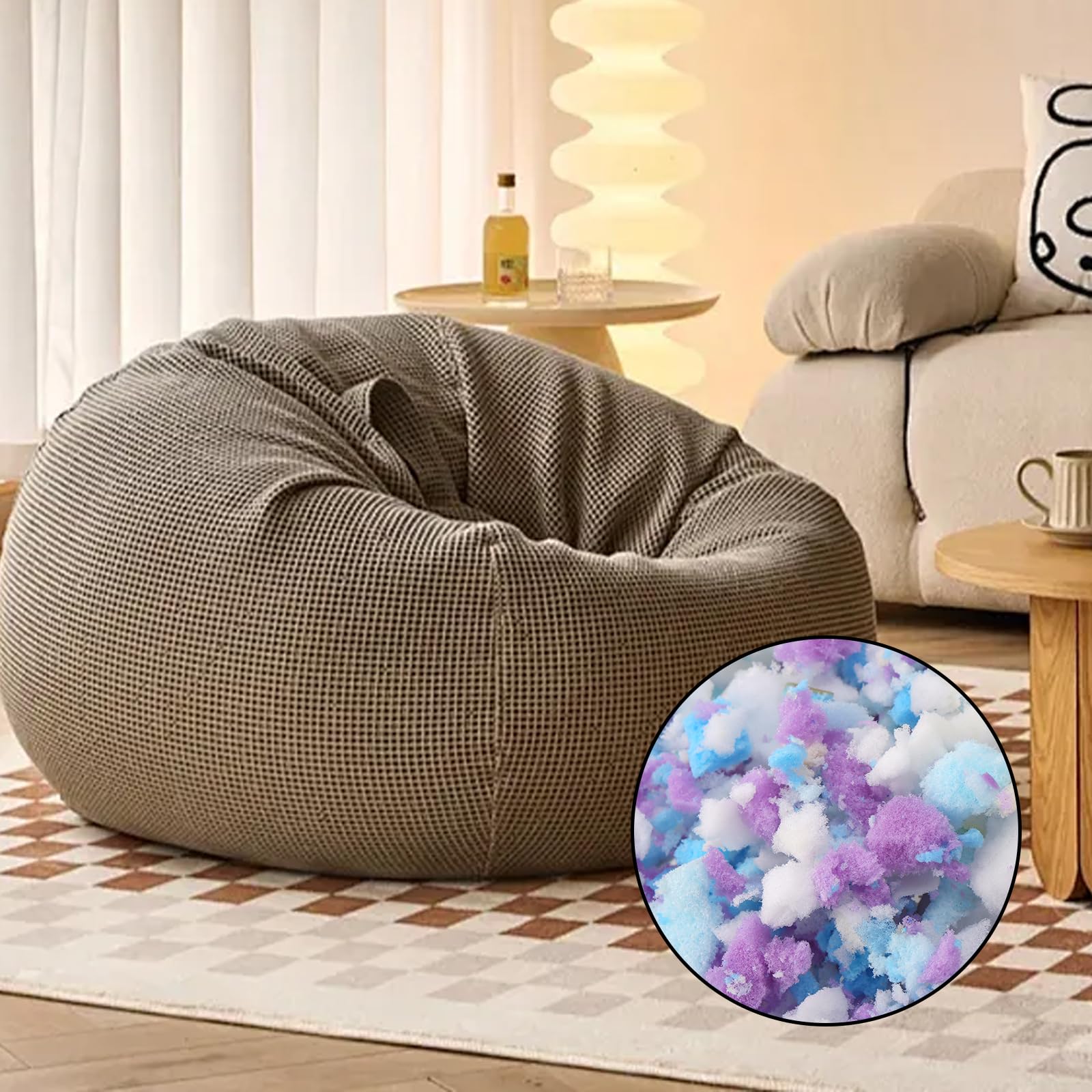 FUNSUEI Imbottitura in memory foam triturata da 2,3 kg, briciole in schiuma per poltrona sacco, divano, letto, cuscino e artigianato, morbida e confortevole
