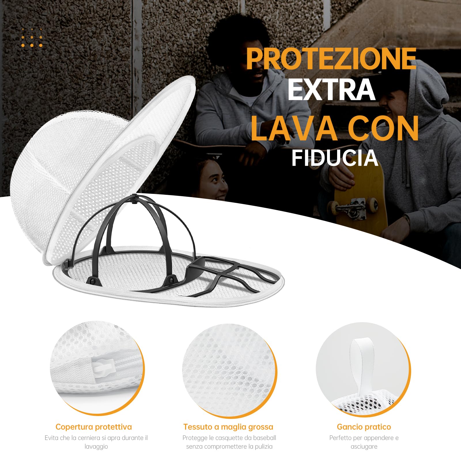 Lavaggio Cappello da Baseball, Rondella per Cappelli – Pulitore per Cappelli da Baseball per Lavatrice e Lavastoviglie – Supporto per Cappelli, Forma e Protettore con Rack per Lavaggio