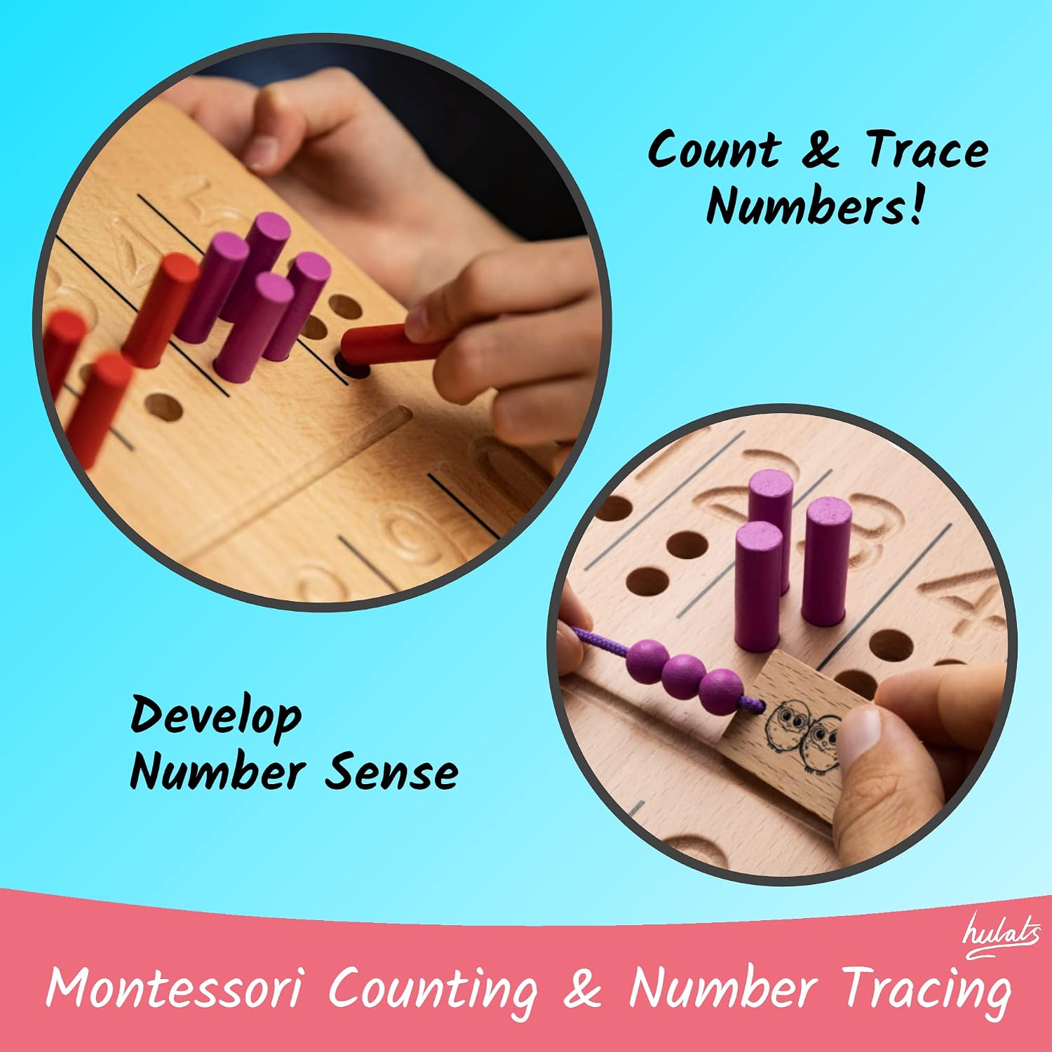 Hulats Letter Tracing & Counting Peg Number Board - Math Materials Montessori Toys for 3+ Year Old - Home Schooling Materials Pre-K Montessori Toys for 4 Year Old - Counting Toys for Kids Ages 3-5