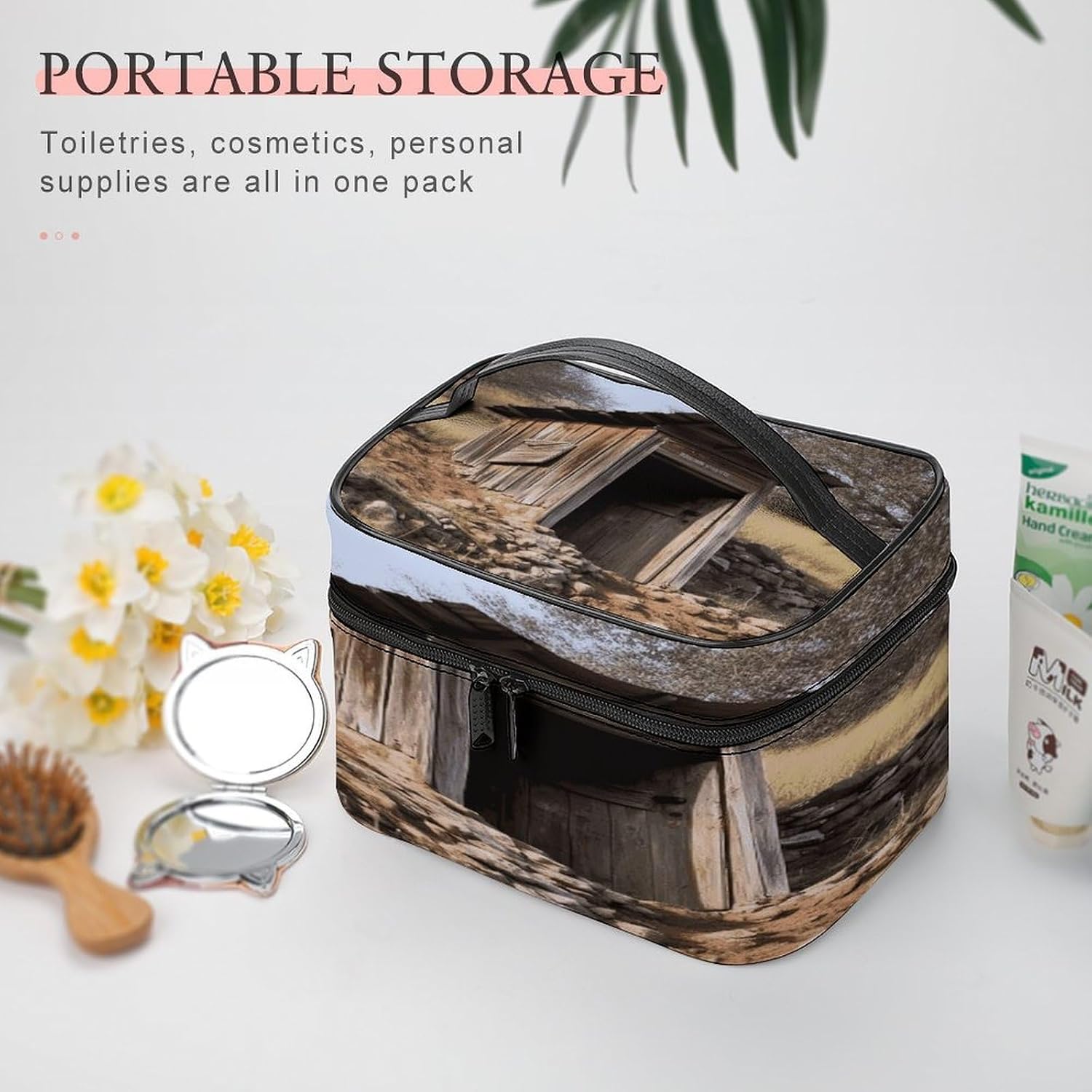 Old Ancient Outhouse Travel Makeup Bag Cosmetic Bag Toiletry Bags image 5