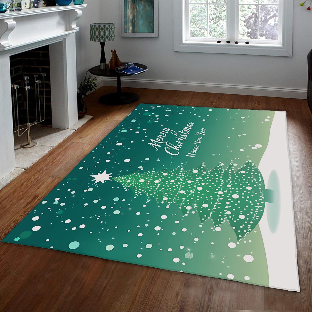 Tapis Noël lavable 200x300 antidérapant et doux pour décoration salon