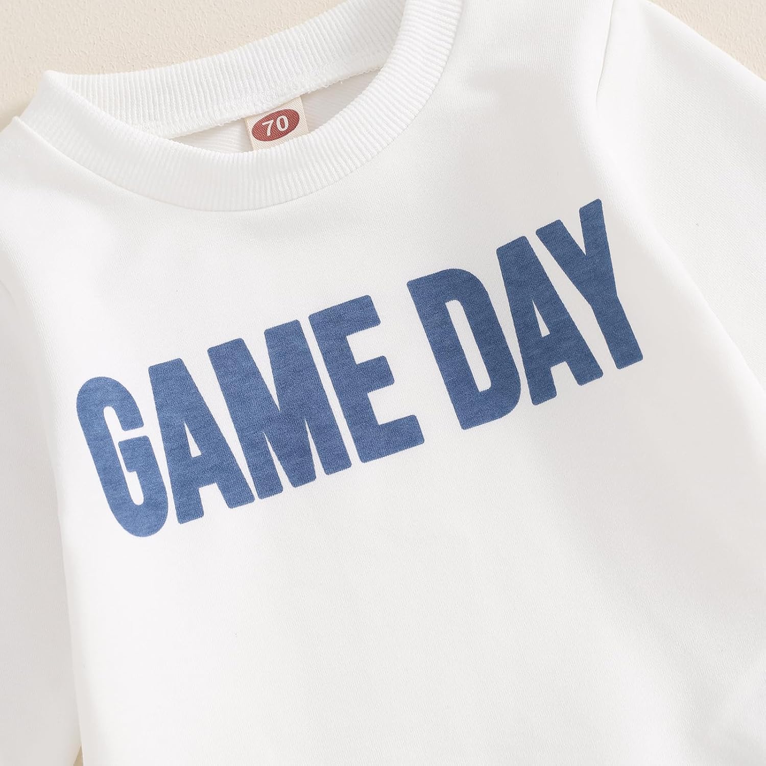 Toddler Baby Boy Girl Football Outfit Long Sleeve Sweatshirt Jogger Pants Rugby Game Day Infant Fall Winter Clothes 6-12 Months White&blue image 2 of 8 B0DG2M8R4K