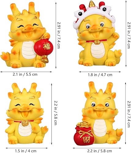 Miniatura 3 de NOLITOY 4 piezas de decoración de dragón, figuras de animales, figuras de dragón, decoración de escritorio, adorno de dragón para el hogar,